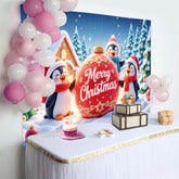 Lofaris Winter Penguins Christmas Festive Party Backdrop for Decor
